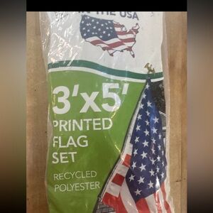 American 3x5 Flag Set With Polyester Flag With Brass And Steel Pole / Gold Eagle